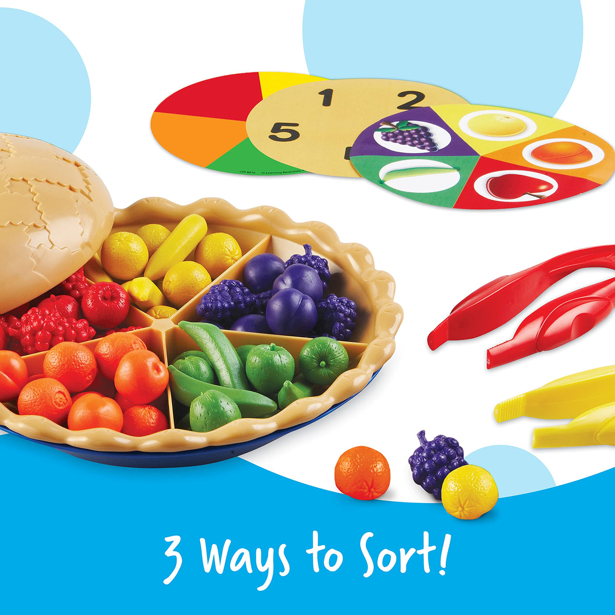 Learning Resources Super Sorting Pie three double-sided activity cards guide practice.