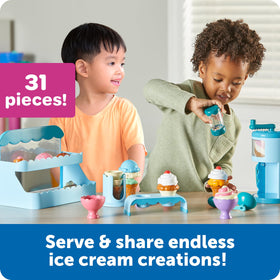 Learning Resources Swirly Scoops scoop tool supports kid-sized scooping and hand-eye coordination.