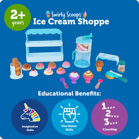 Learning Resources Swirly Scoops storage image highlights easy cleanup and neat storage after play.