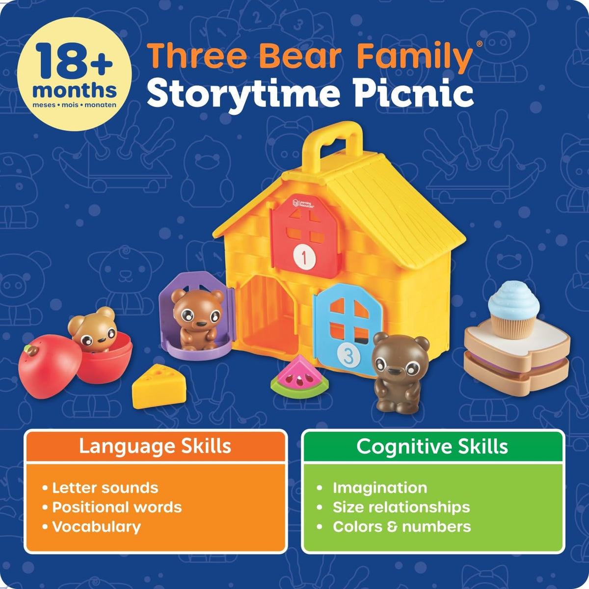Learning Resources Three Bear Family Storytime Picnic letter sounds enhance early language play.