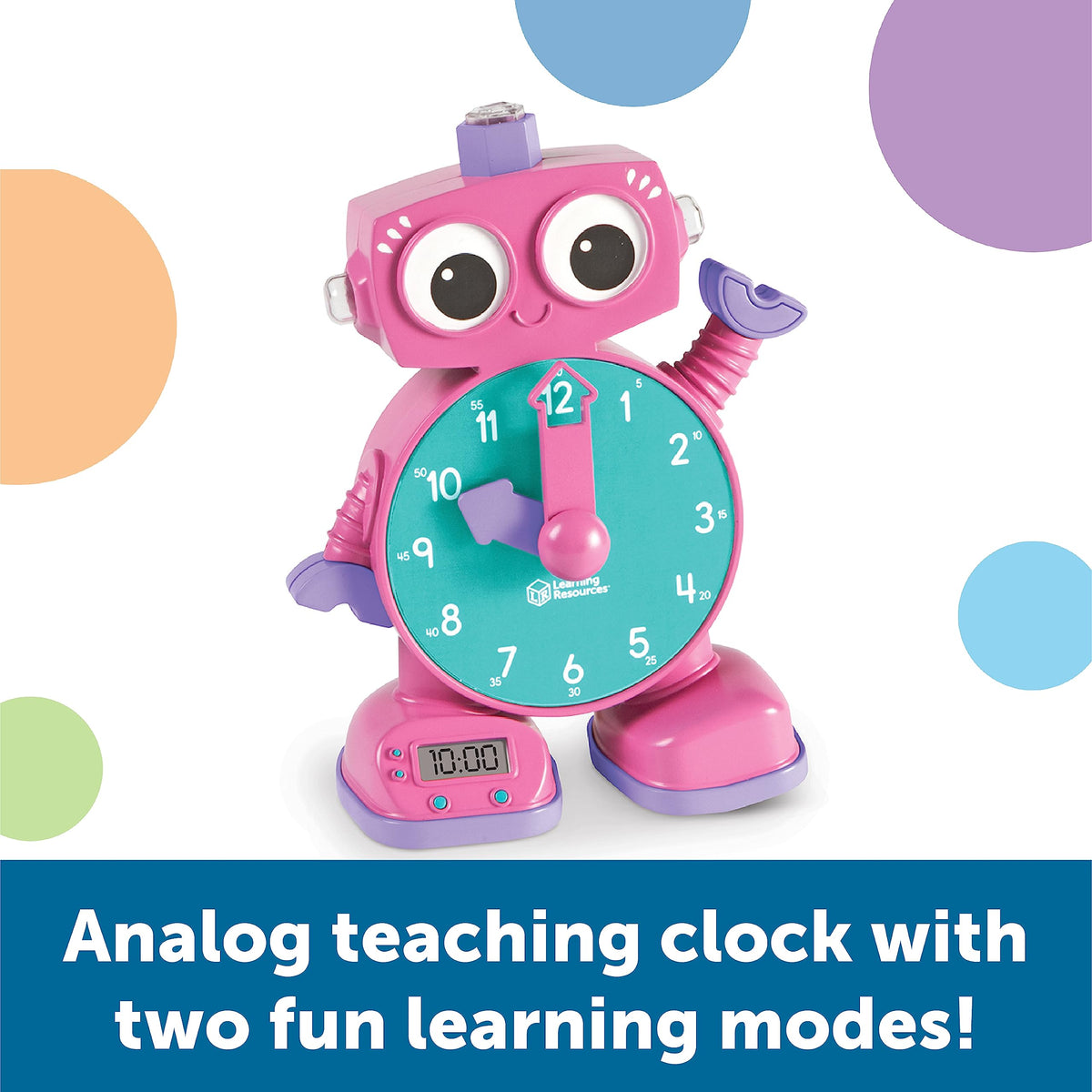 Tock clock digital display and analog hands for modern and traditional time reading
