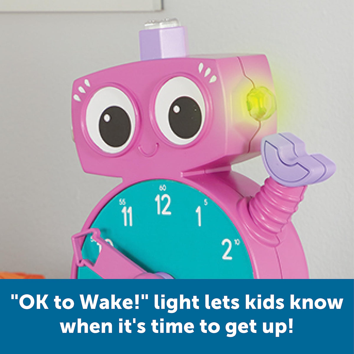 Green Ok to Wake light on Tock clock signaling start of day for routines