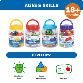 Learning Resources two-piece dino sets enable endless mix-and-match exploration.