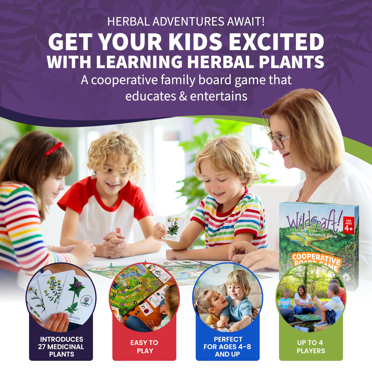 LearningHerbs Wildcraft board setup with kids planning herbal adventure.