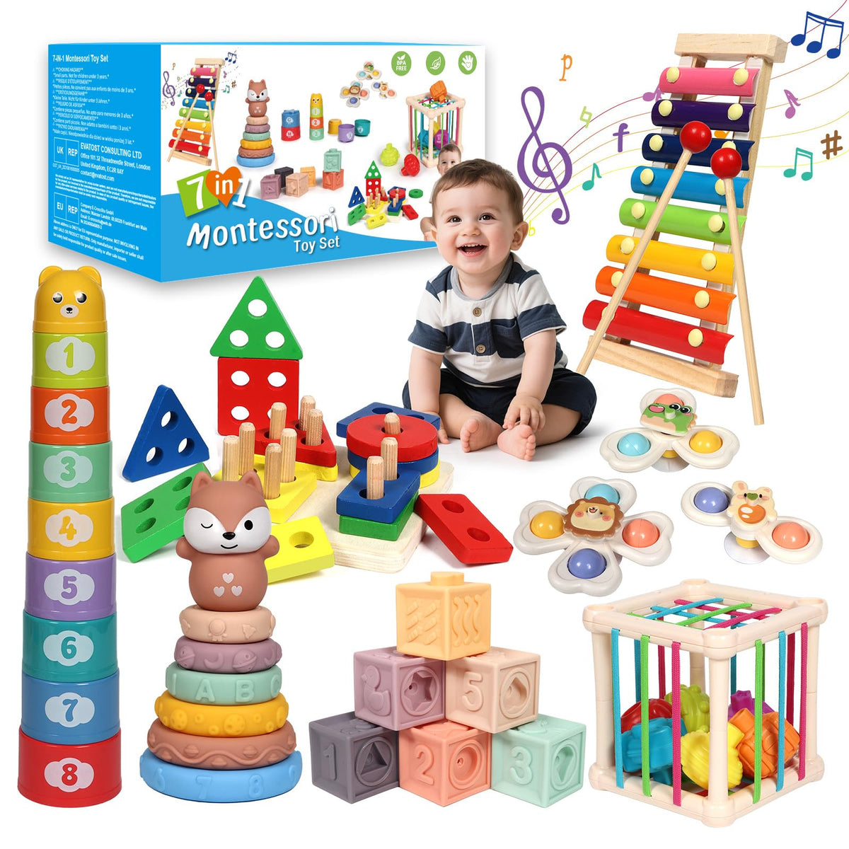 LearnToy 7 in 1 activity set stacking blocks boosts fine motor skills