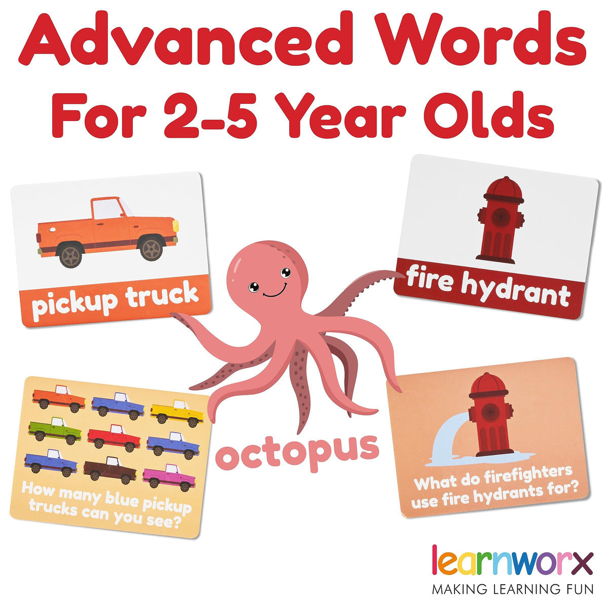 LearnWorx Advanced Flash Cards double-sided design supports extended practice and memory.