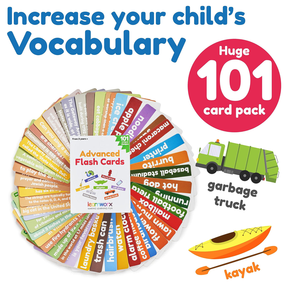 LearnWorx Advanced Flash Cards feature foods and fruits to expand vocabulary.