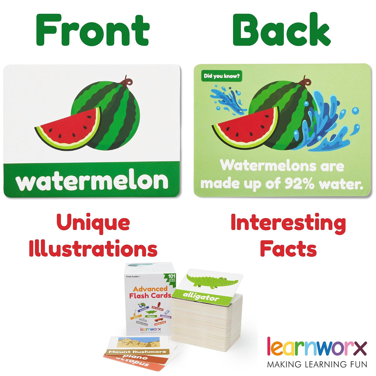LearnWorx Advanced Flash Cards highlight musical instruments for curiosity.