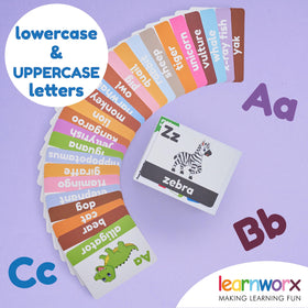 LearnWorx animal A–Z flash cards bring engaging letter drawings to life