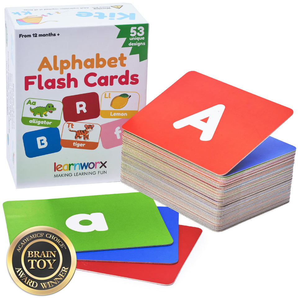 LearnWorx alphabet flash cards with large front letters for quick recognition
