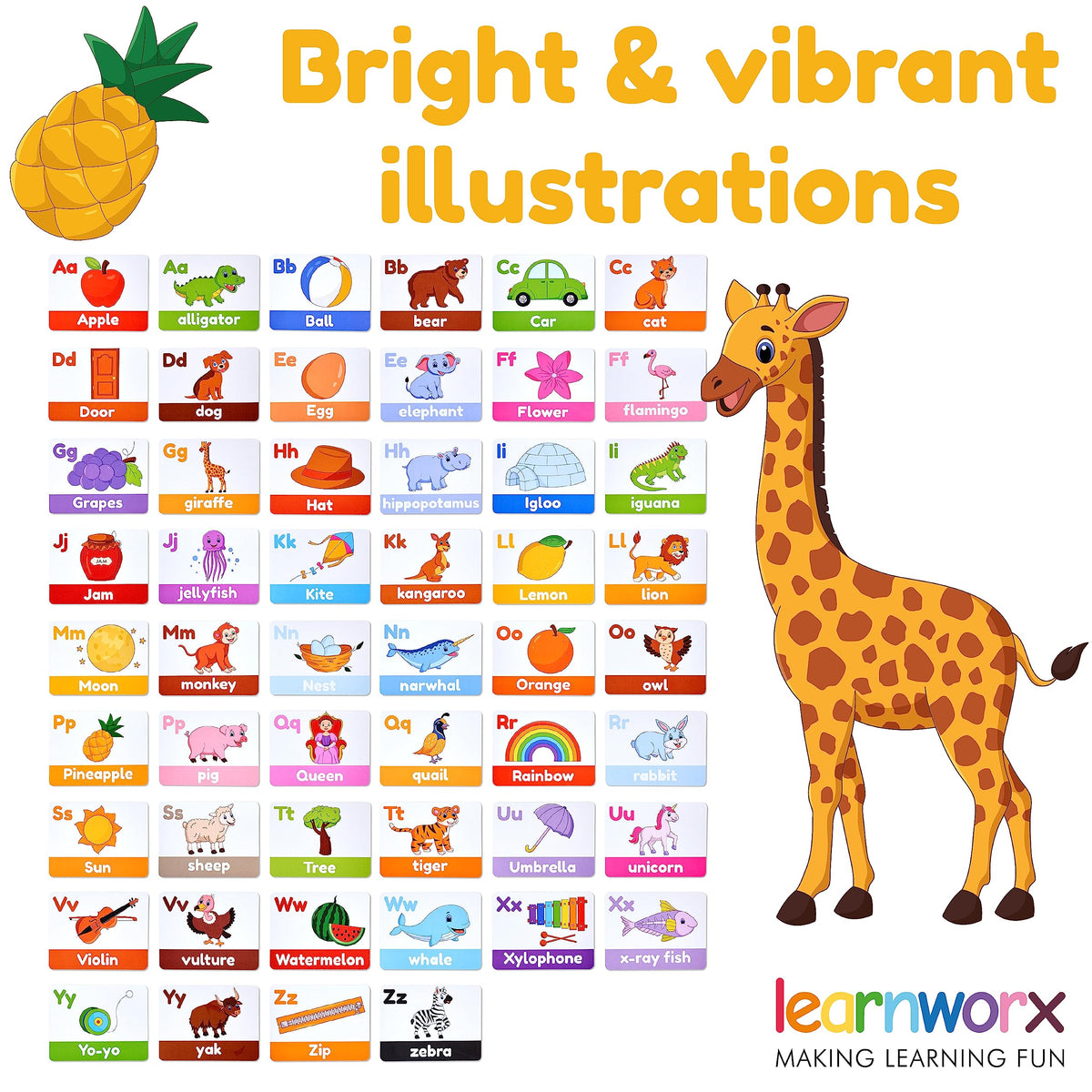LearnWorx objects and letters cards mix everyday items with letters for practical learning