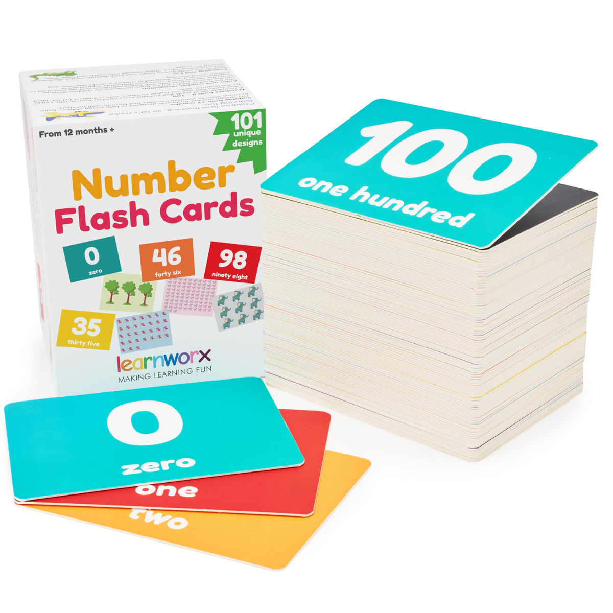 Learnworx number cards 101 for toddlers with clear number visuals to boost recognition during play.