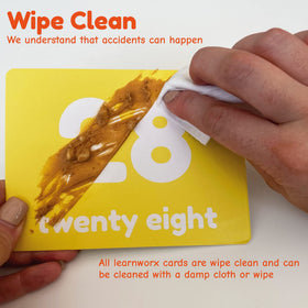 Learnworx cards are durable and wipe-clean for quick tidy-up after messier sessions.