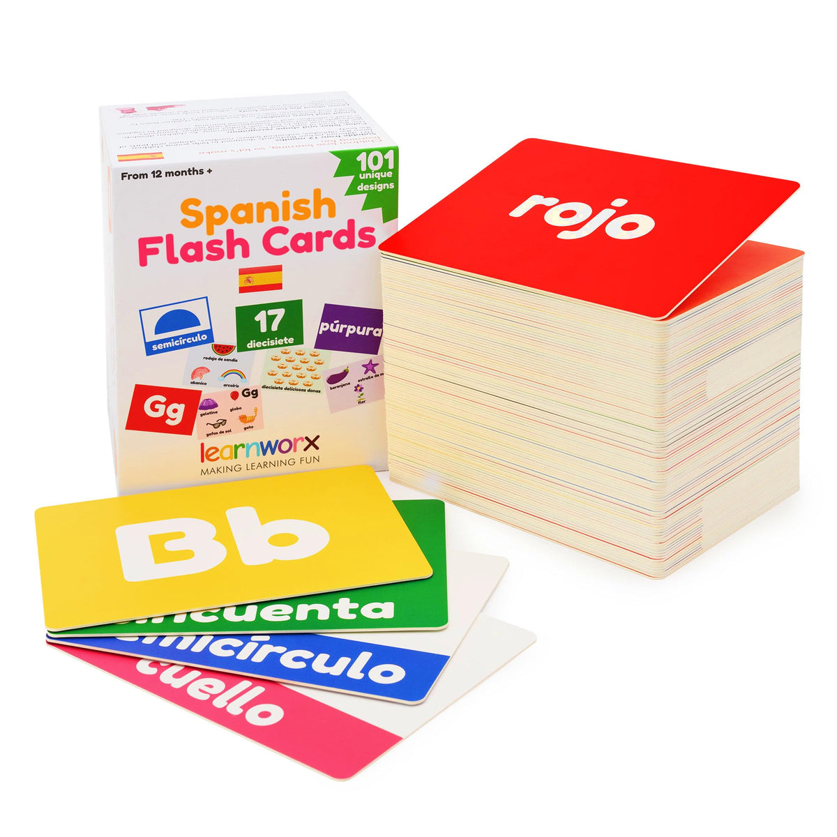 Learnworx Spanish flash cards alphabet visuals support early literacy and letter recognition