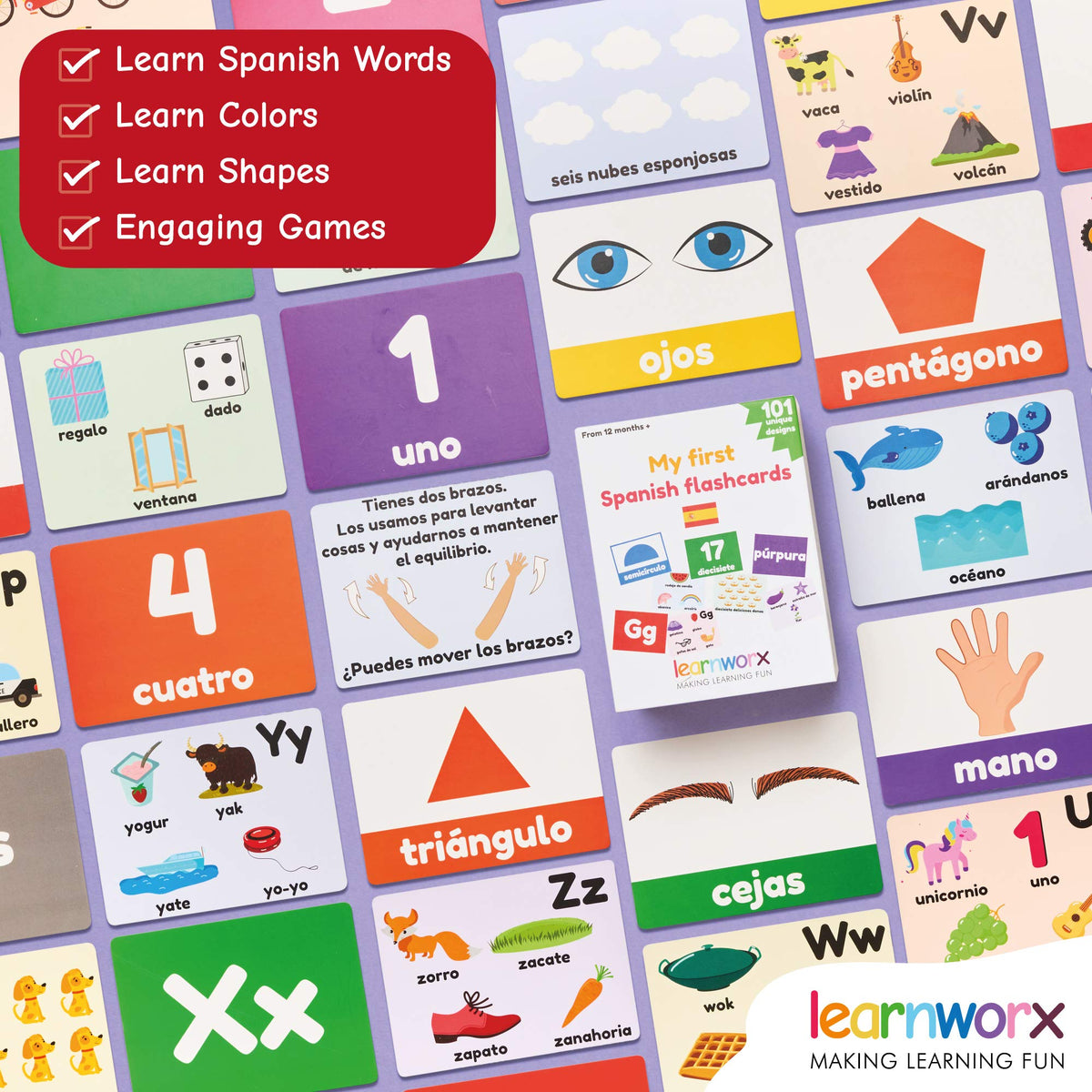Learnworx Spanish flash cards letters and words for spelling practice