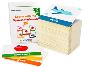 Learnworx Spanish flash cards objects promote everyday vocabulary with vivid imagery.