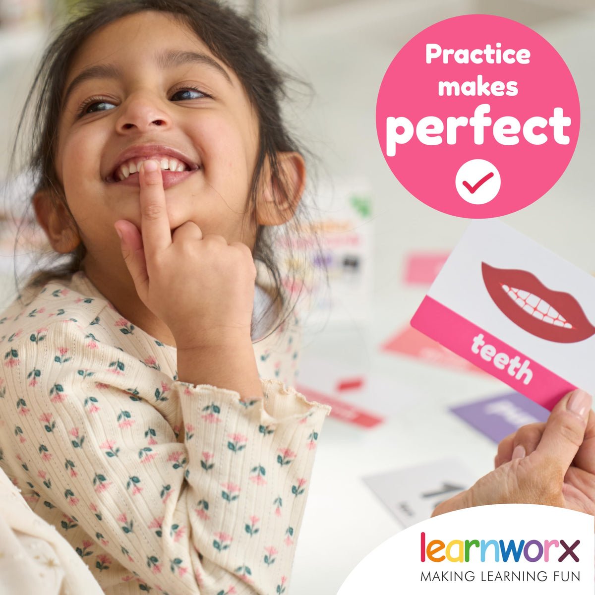Learn Worx Toddler Flash Cards large size for easy handling and sharing