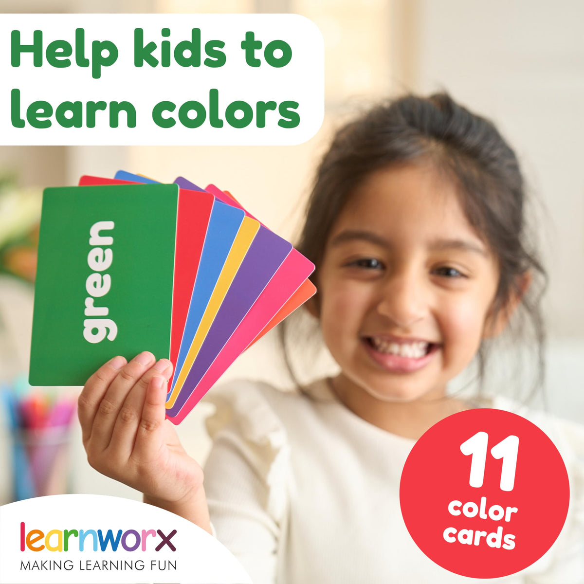 Learn Worx Toddler Flash Cards back side features engaging questions for interactive play