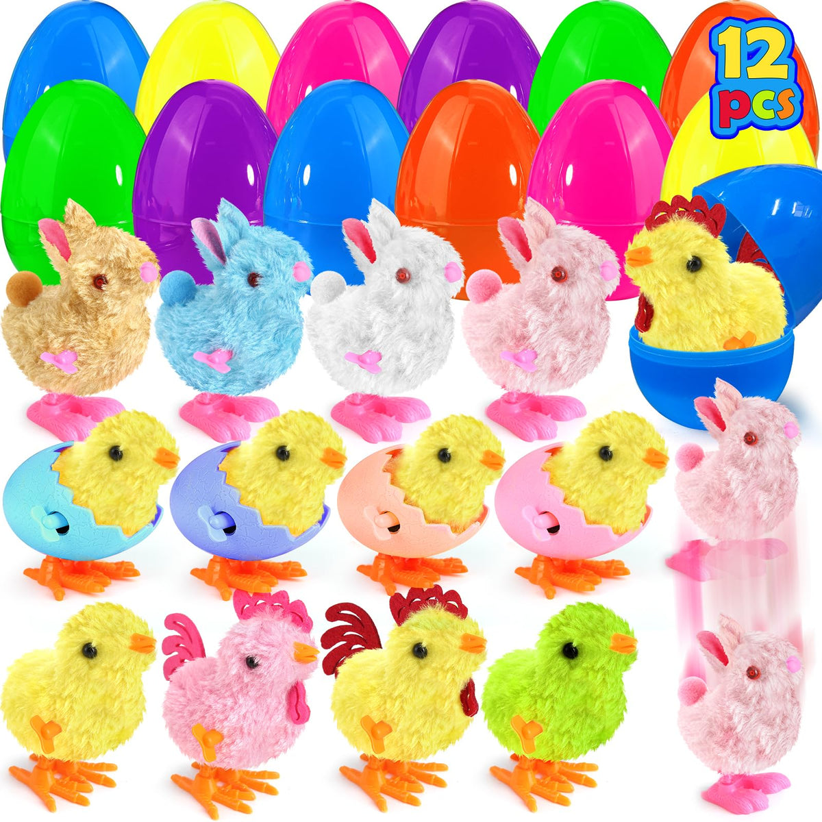 LEASEN wind-up bunny toy inside colorful Easter egg for playful hunts