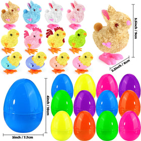 LEASEN wind-up chick toy inside rainbow Easter egg for cheerful prizes
