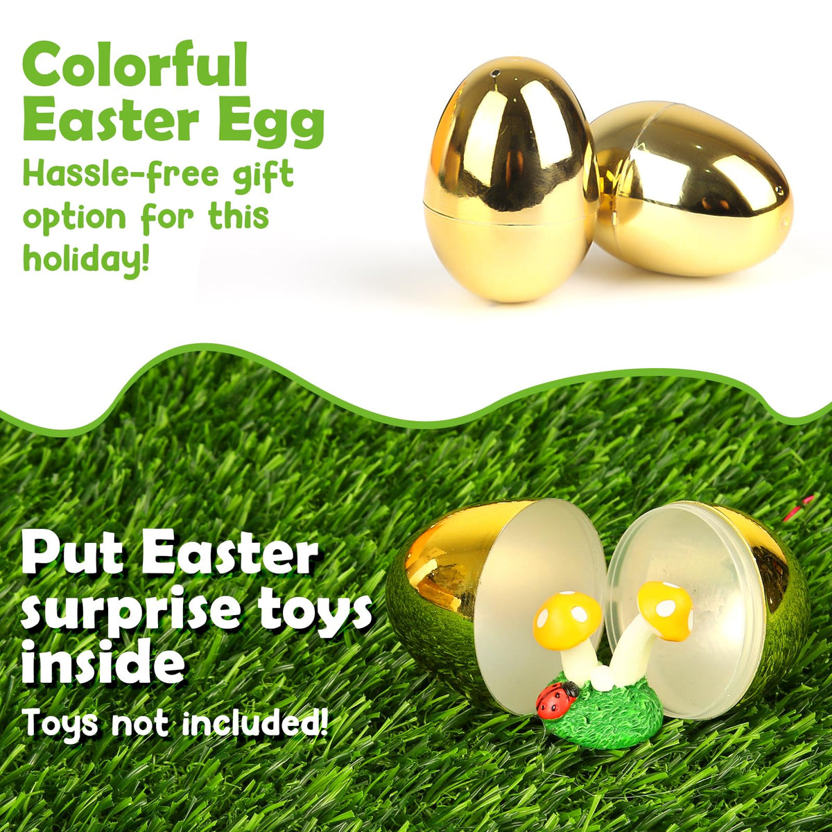 LEASEN fillable golden egg interior ready for candy, toys, and notes