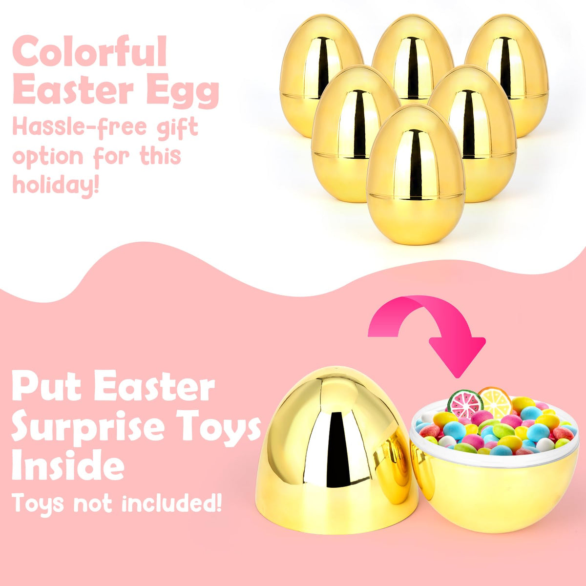 LEASEN flat-bottom egg displays upright for versatile Easter setups