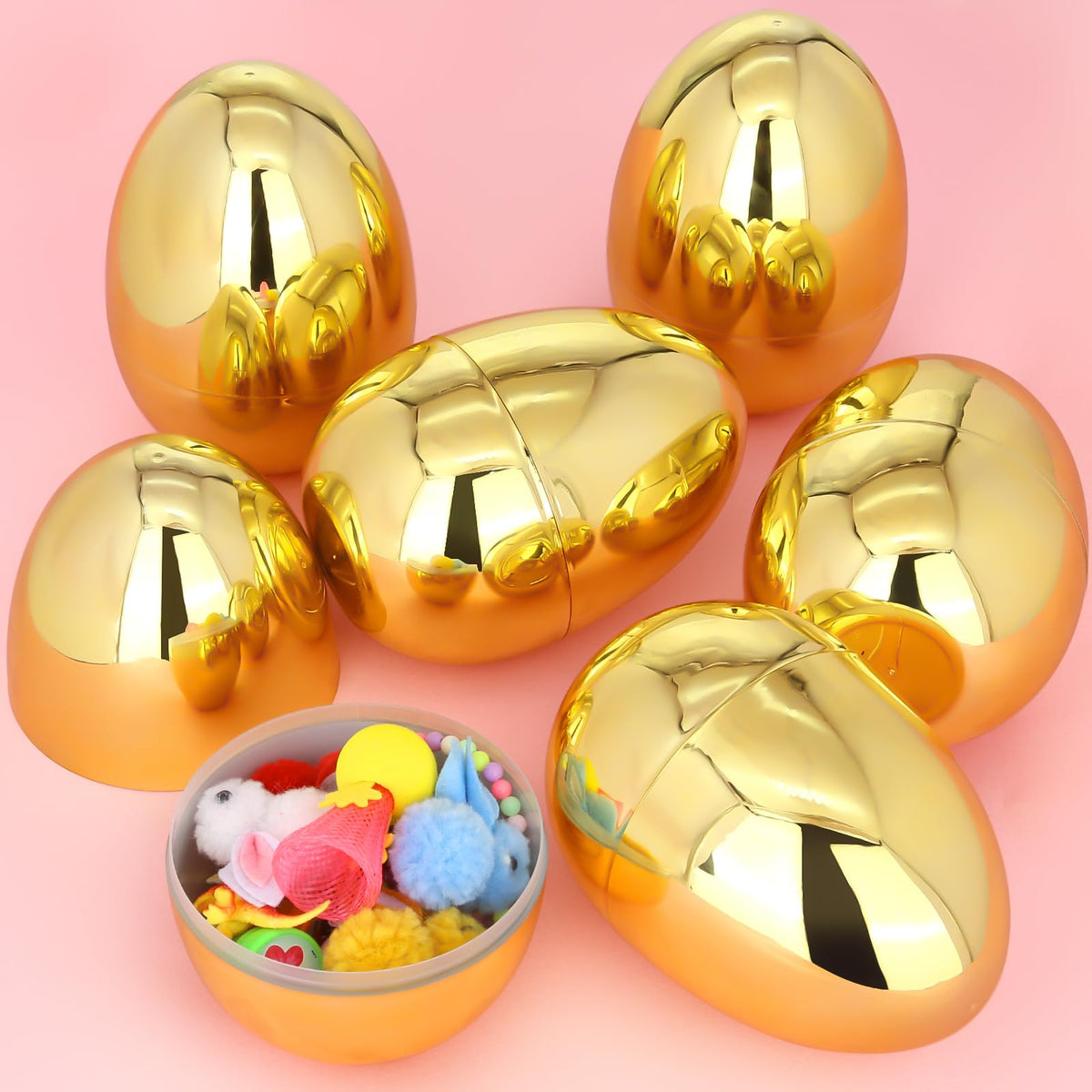 LEASEN jumbo gold Easter egg 6 inch for eye-catching display