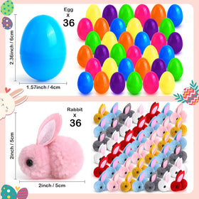 LEASEN plush bunnies inside eggs in six bright colors