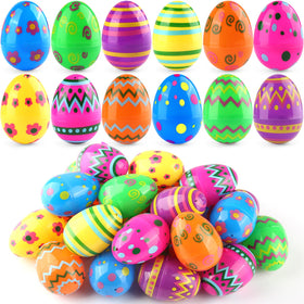 LEASEN printed Easter eggs 24-pack for festive hunts and displays.
