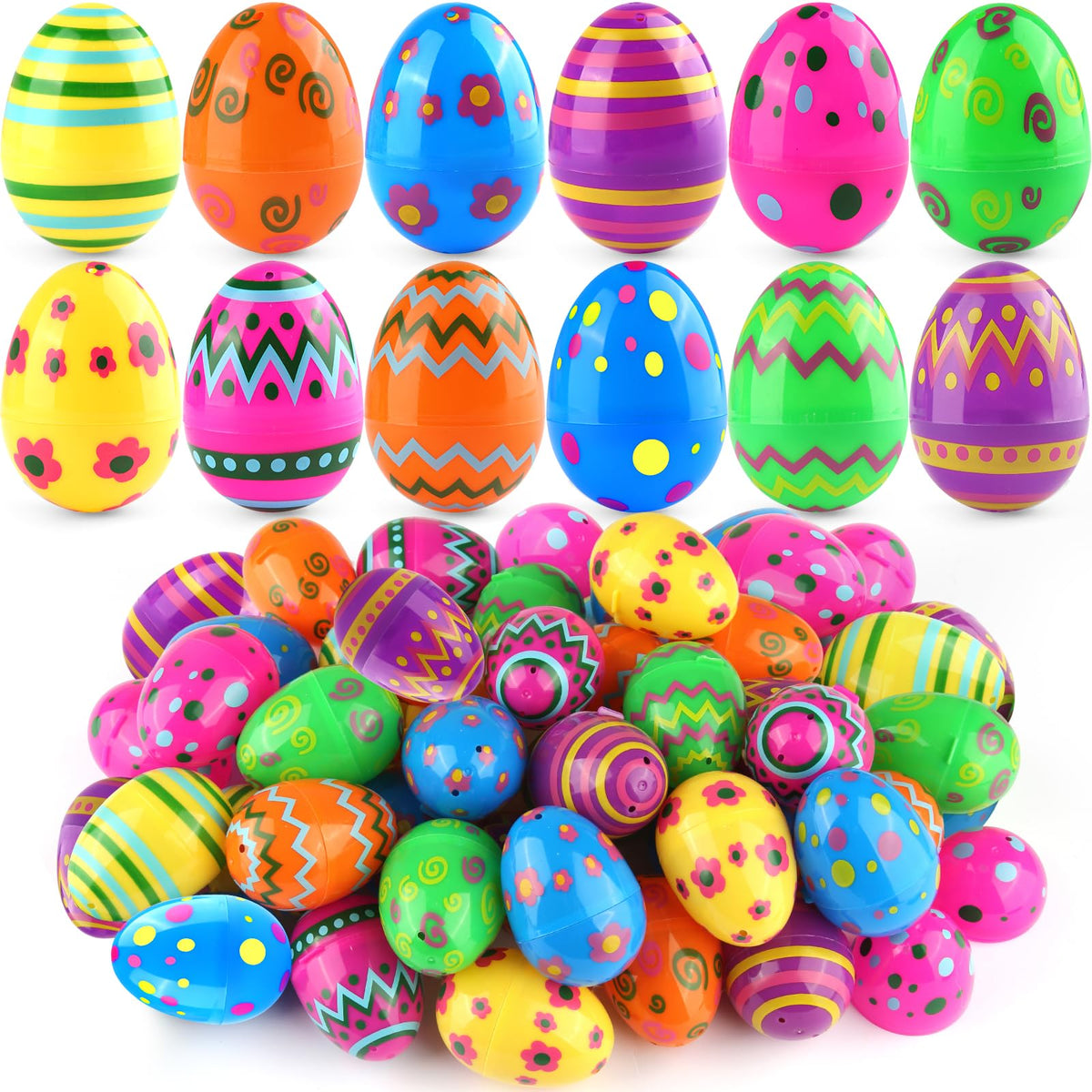 LEASEN printed Easter eggs 48-pack for colorful egg hunts.