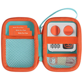 Lebakort Yoto Mini hard case front view in teal and orange for rugged protection.