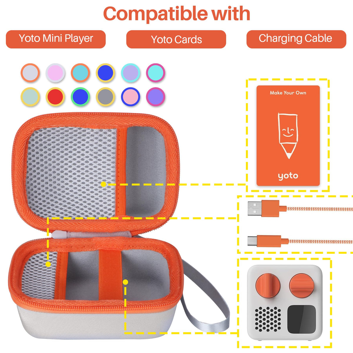 Lebakort Yoto Mini case open inside with card tray for organization
