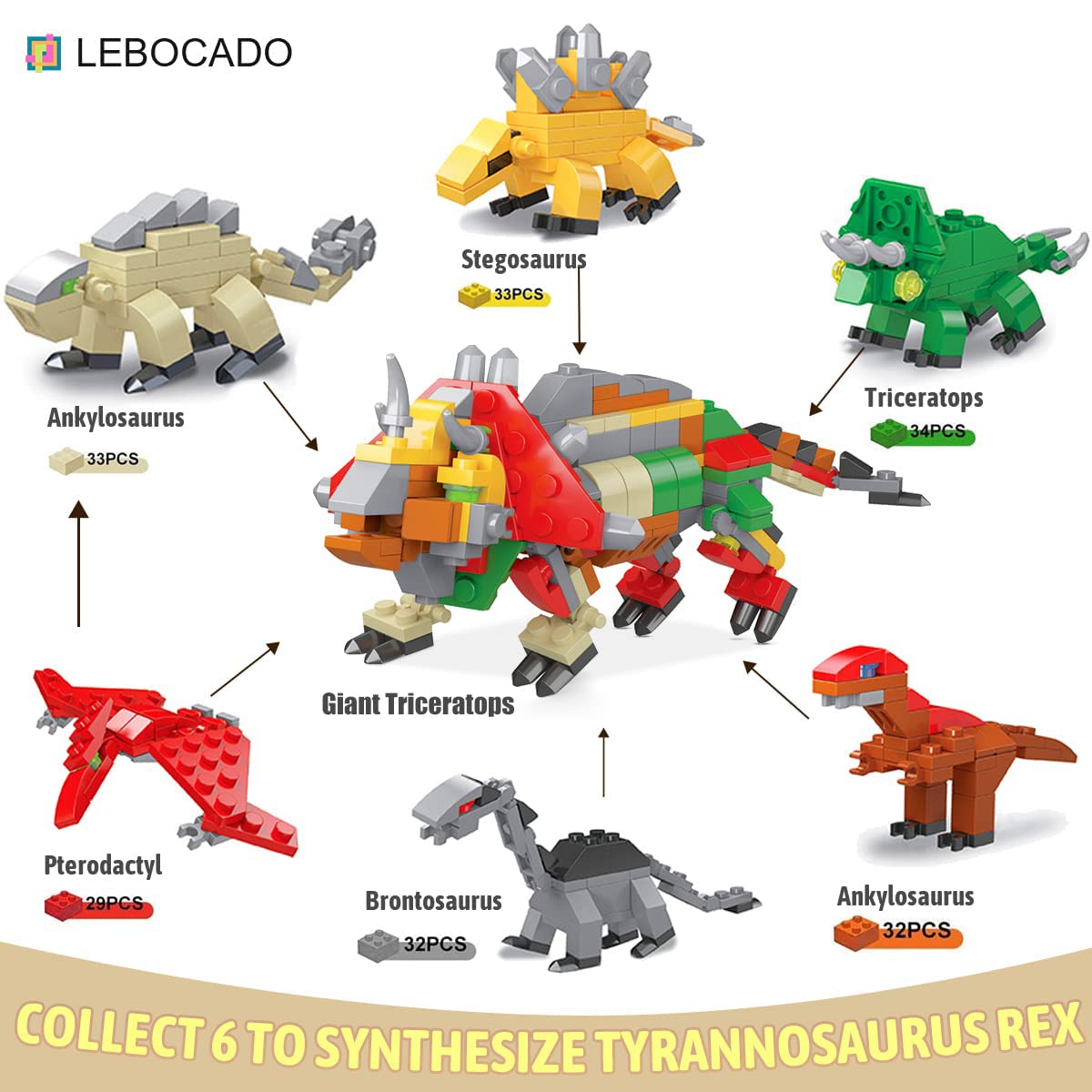 LEBOCADO triceratops assembly with step-by-step building fun