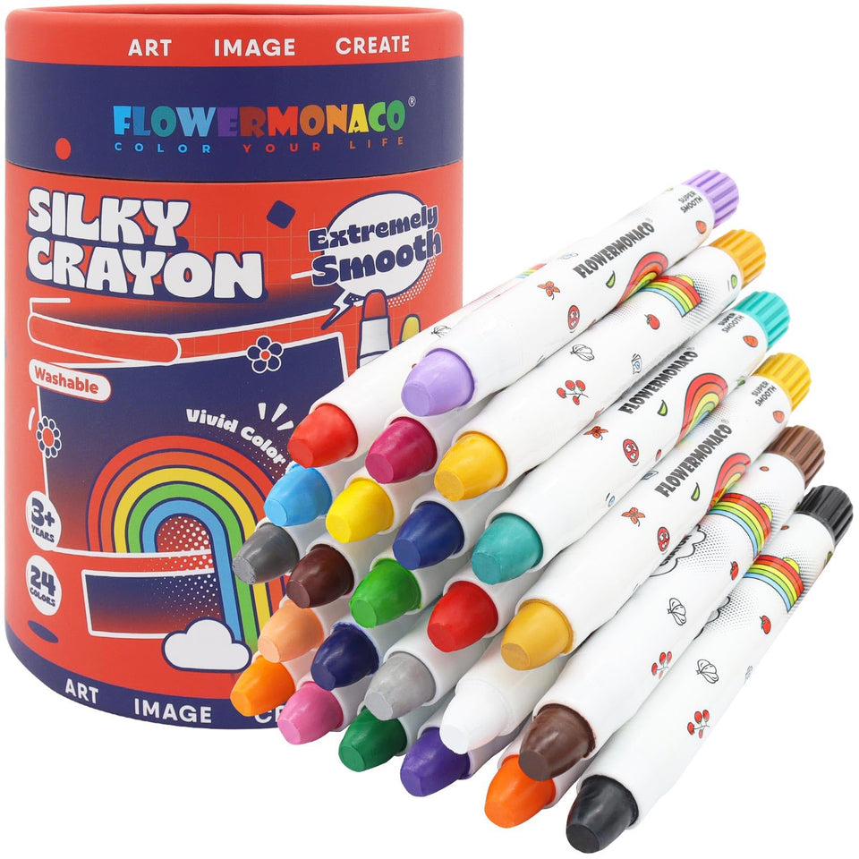 Lebze Washable Jumbo Crayons box with 24 colors for toddlers
