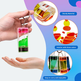 LECEHIVO liquid motion bubbler keychain yellow orange purple delivers calming visuals to reduce stress during tasks.