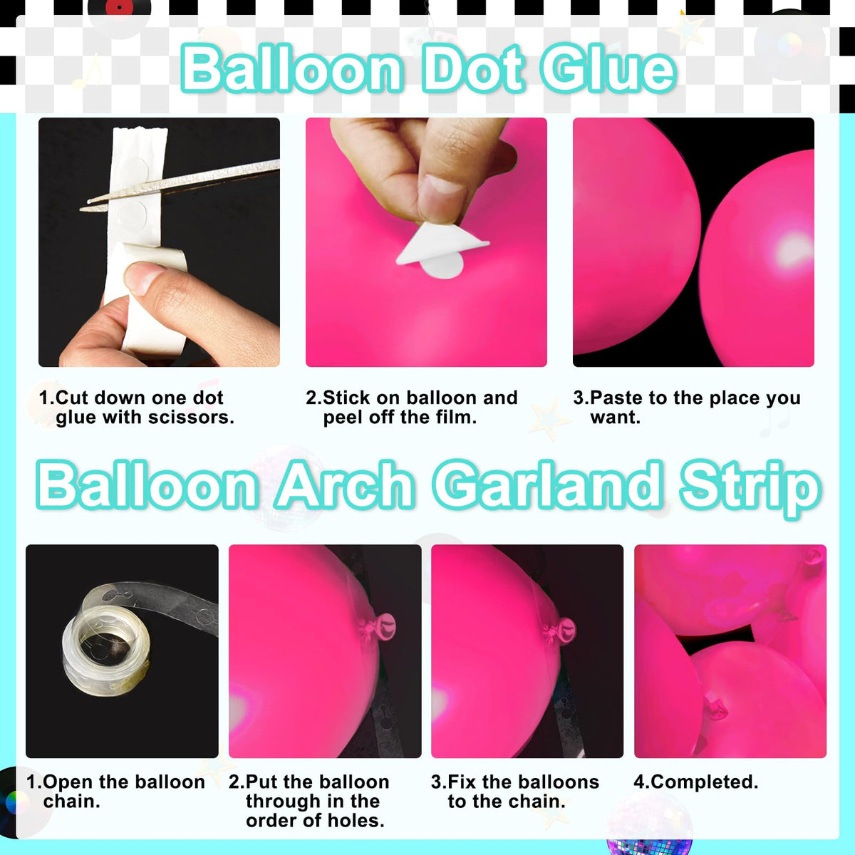 Lecheme 50s party kit tools help hang backdrop and decorate easily