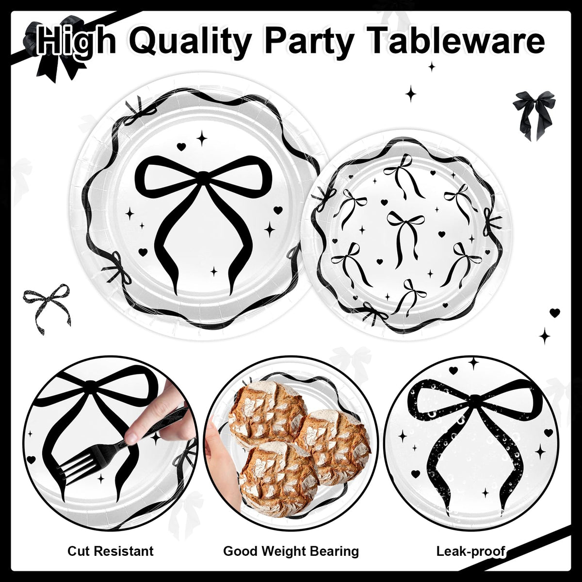 Lecheme Black Bow napkins add coordinated elegance to tables.