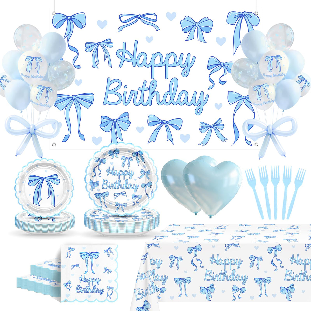 Lecheme Blue Bow 9-inch plates for a cohesive party dining look