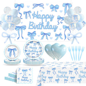 Lecheme Blue Bow 9-inch plates for a cohesive party dining look