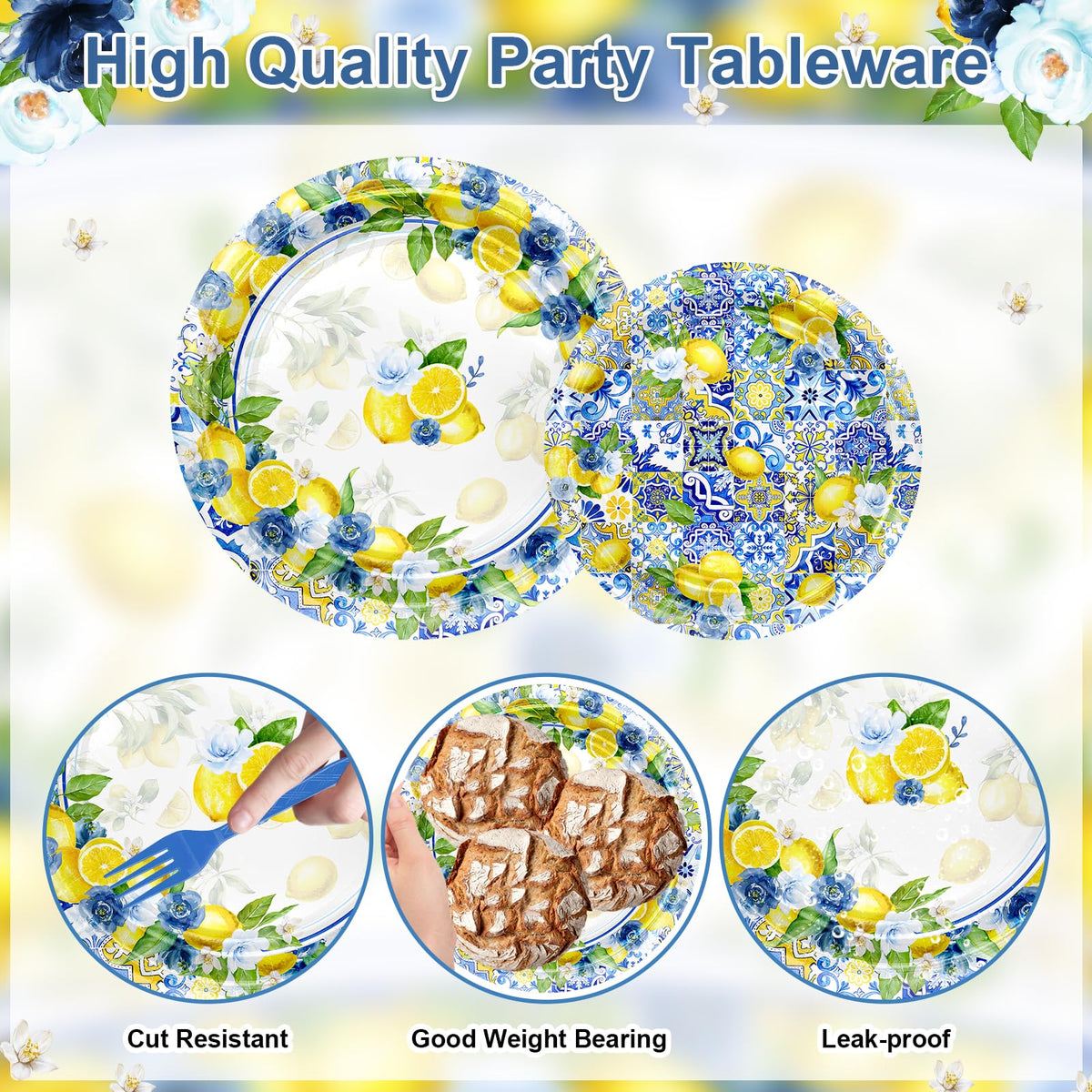Lecheme Capri Lemon cups coordinate with plates for tidy serving