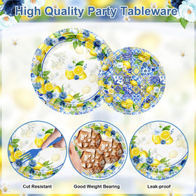 Lecheme Capri Lemon cups coordinate with plates for tidy serving