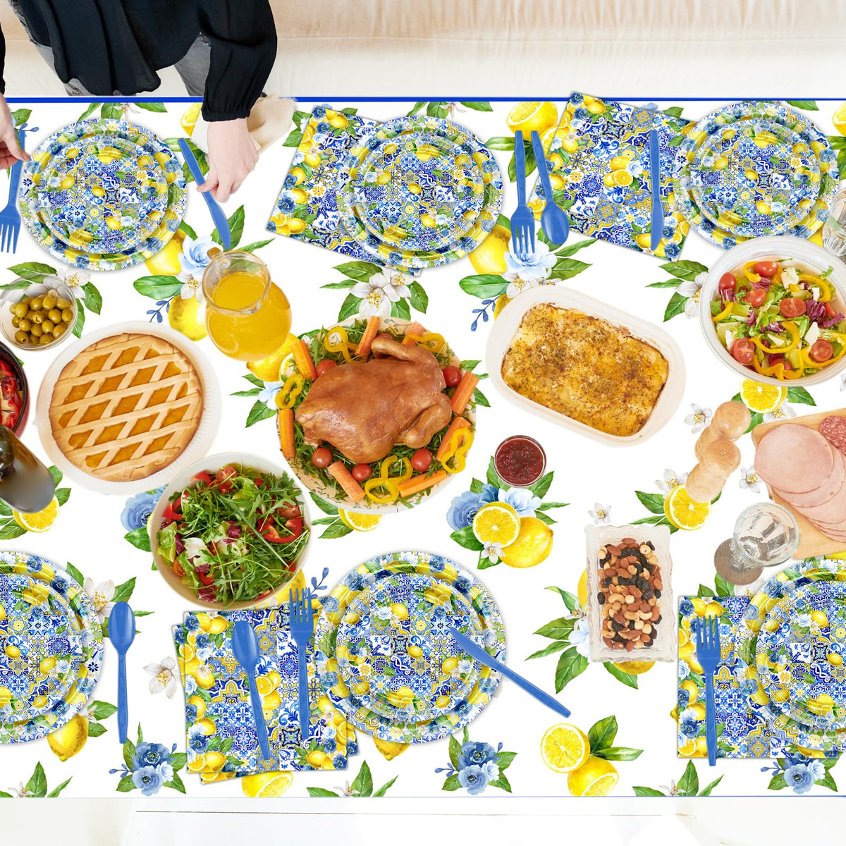 Lecheme Capri Lemon napkins for effortless cleanup and coordinated table decor