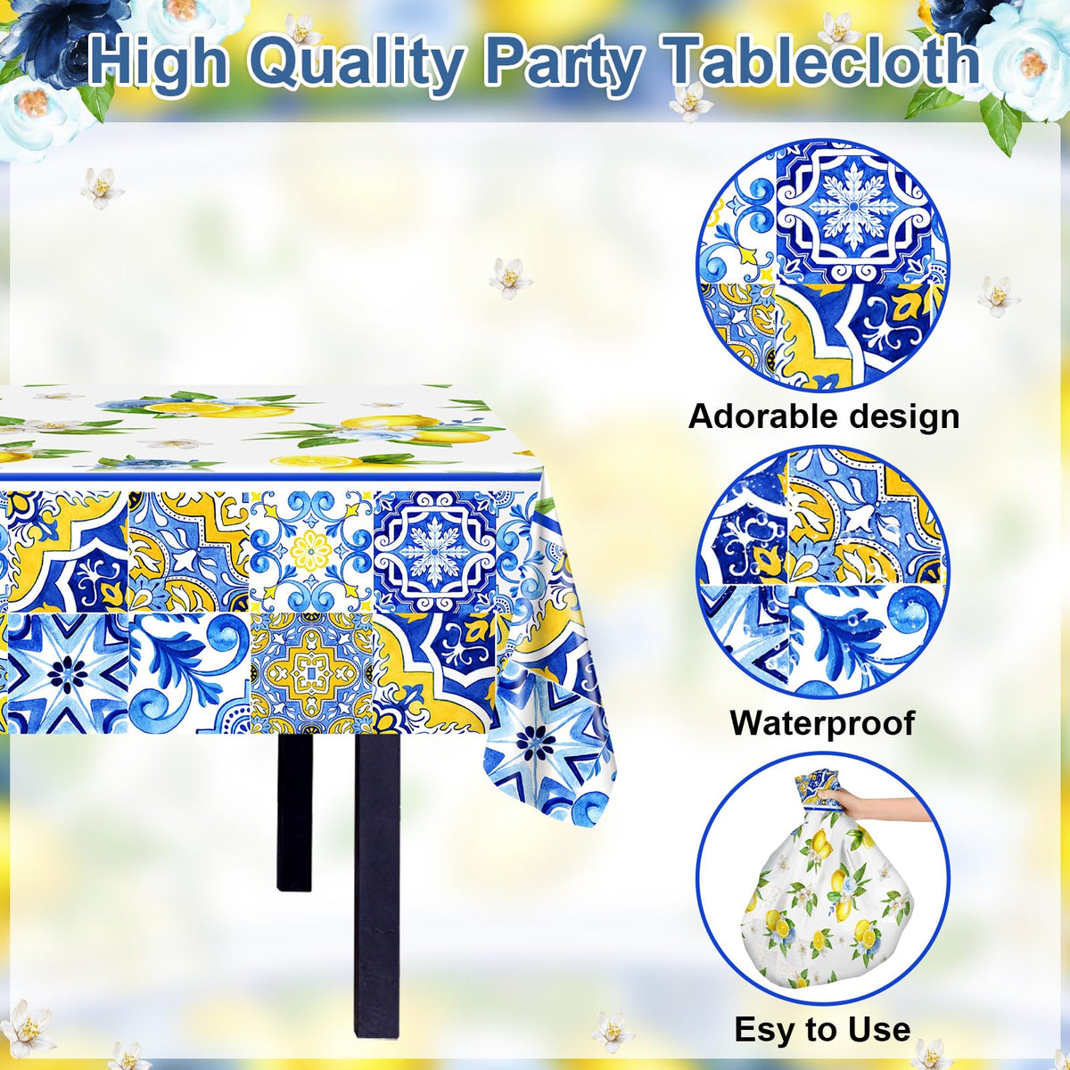 Lecheme Capri Lemon tablecloth 137x274 cm protects surfaces