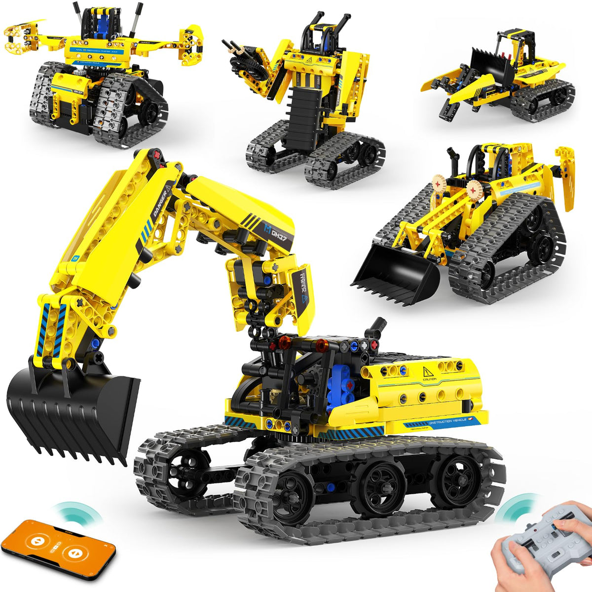 LECPOP 5-in-1 RC excavator model for kids enhances hands-on engineering exploration.