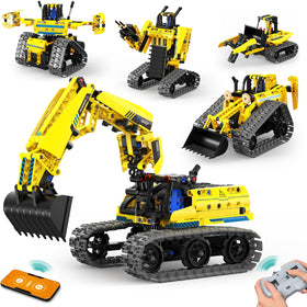 LECPOP 5-in-1 RC excavator model for kids enhances hands-on engineering exploration.