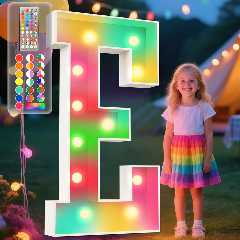 Ledido 4ft marquee letters with battery box and USB power for flexible setup.