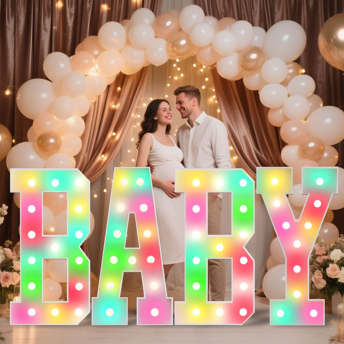 Ledido party backdrop enhances photos at weddings and celebrations.