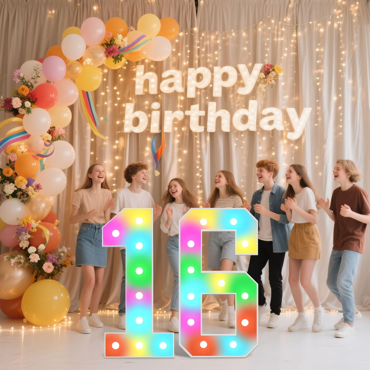 Ledido marquee numbers used as a photo backdrops in events