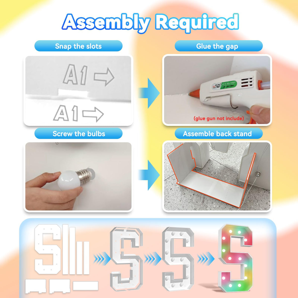 Ledido 4ft letters powered by battery box or USB for versatile indoor or outdoor use