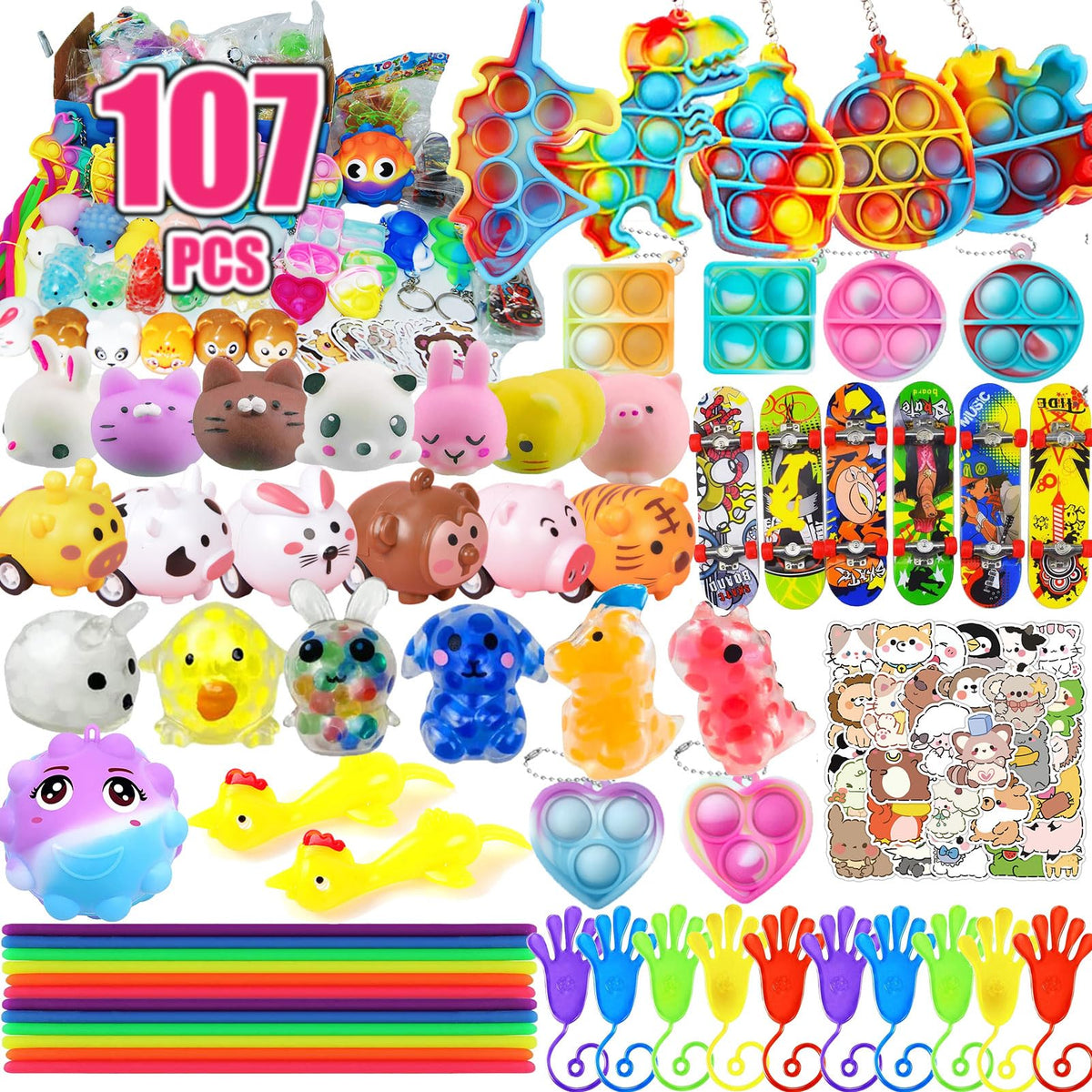 Leeche 107-piece party favors assortment – bright colors for celebrations and rewards
